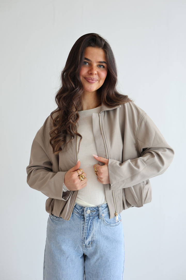 Minimal Cropped Bomber Jacket