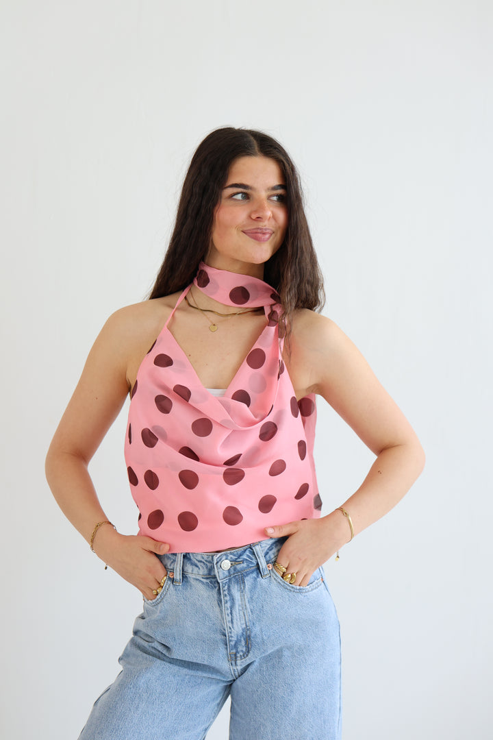Polka Dot Wrap Top