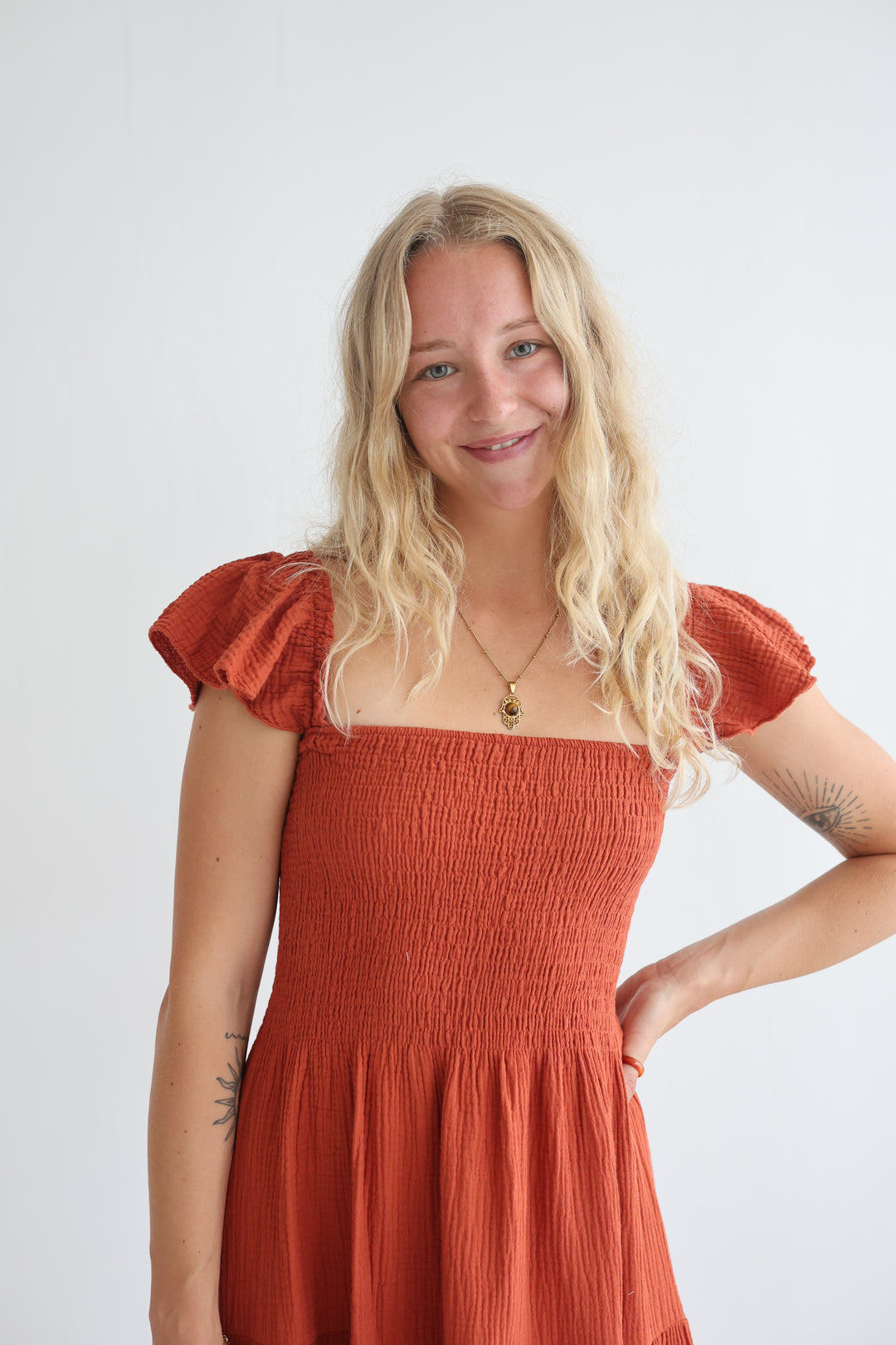 Langes Kleid mit Raffung Livia