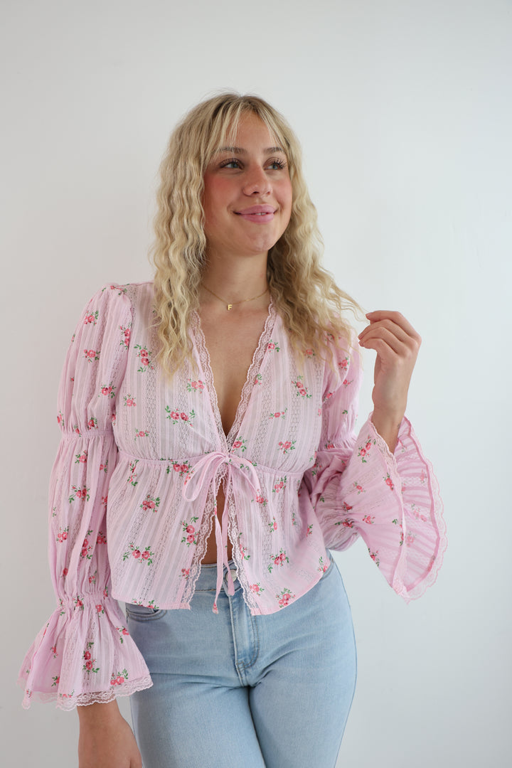 Schößchenbluse zum Schnüren Cute Roses