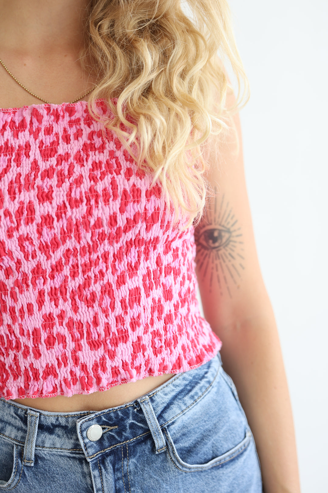 Leoprint Croptop aus Musselin