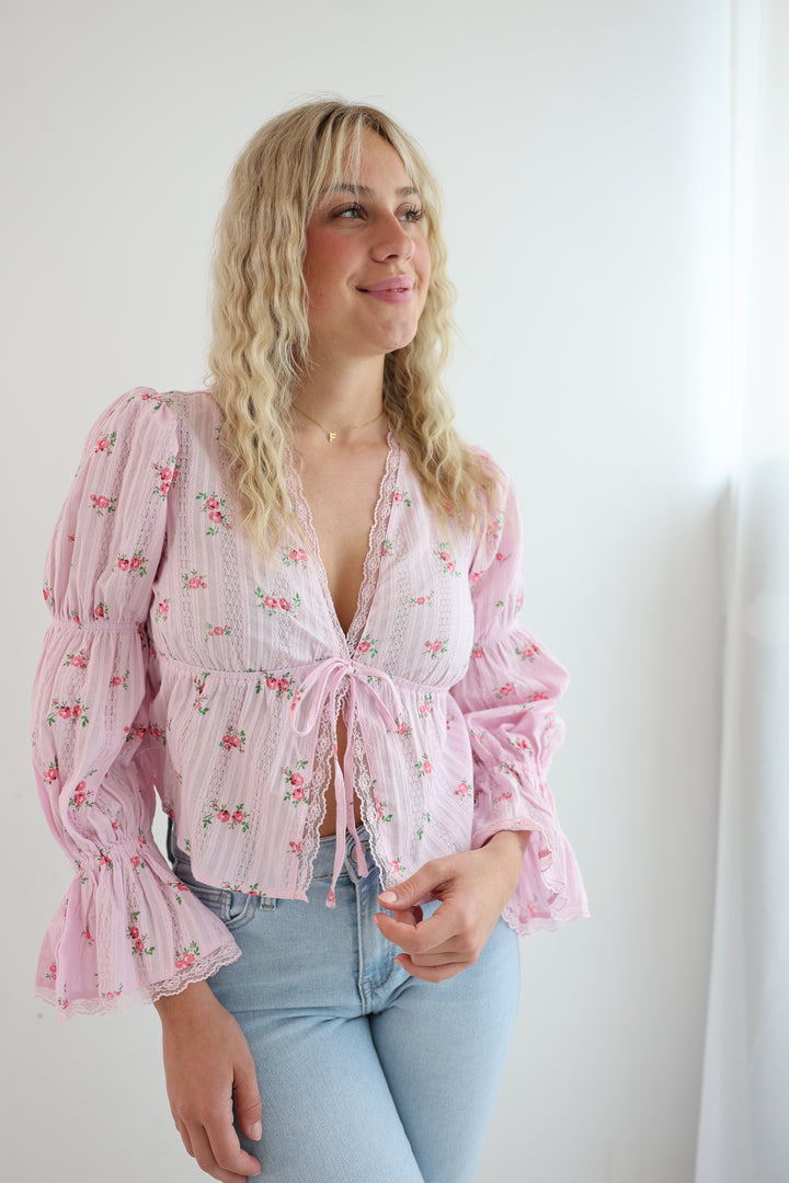 Schößchenbluse zum Schnüren Cute Roses