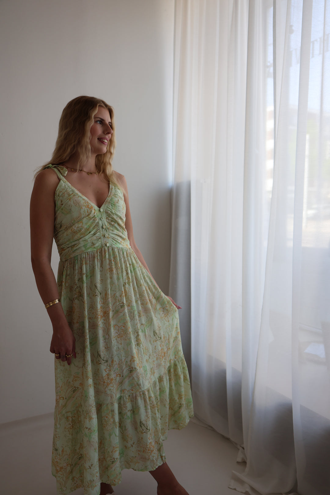 Langes Viskosekleid mit Floralprint Florenz