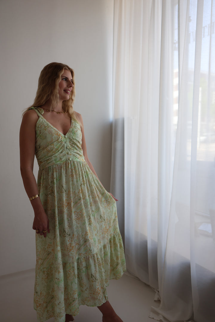 Langes Viskosekleid mit Floralprint Florenz