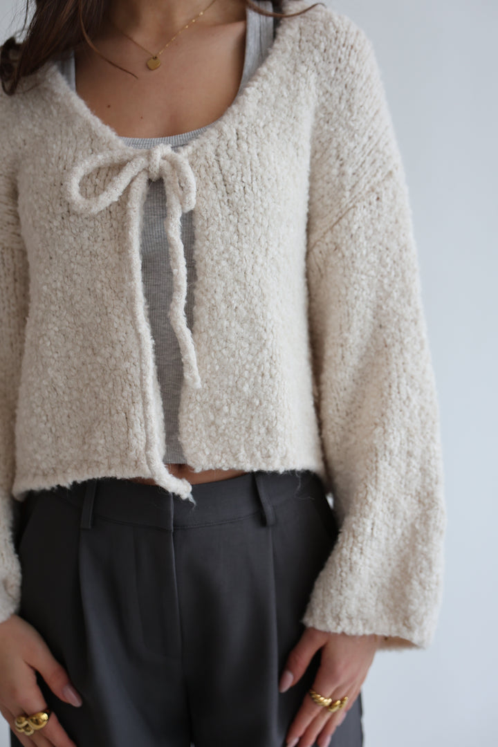Teddy Knot Cardigan Fluffy Tie