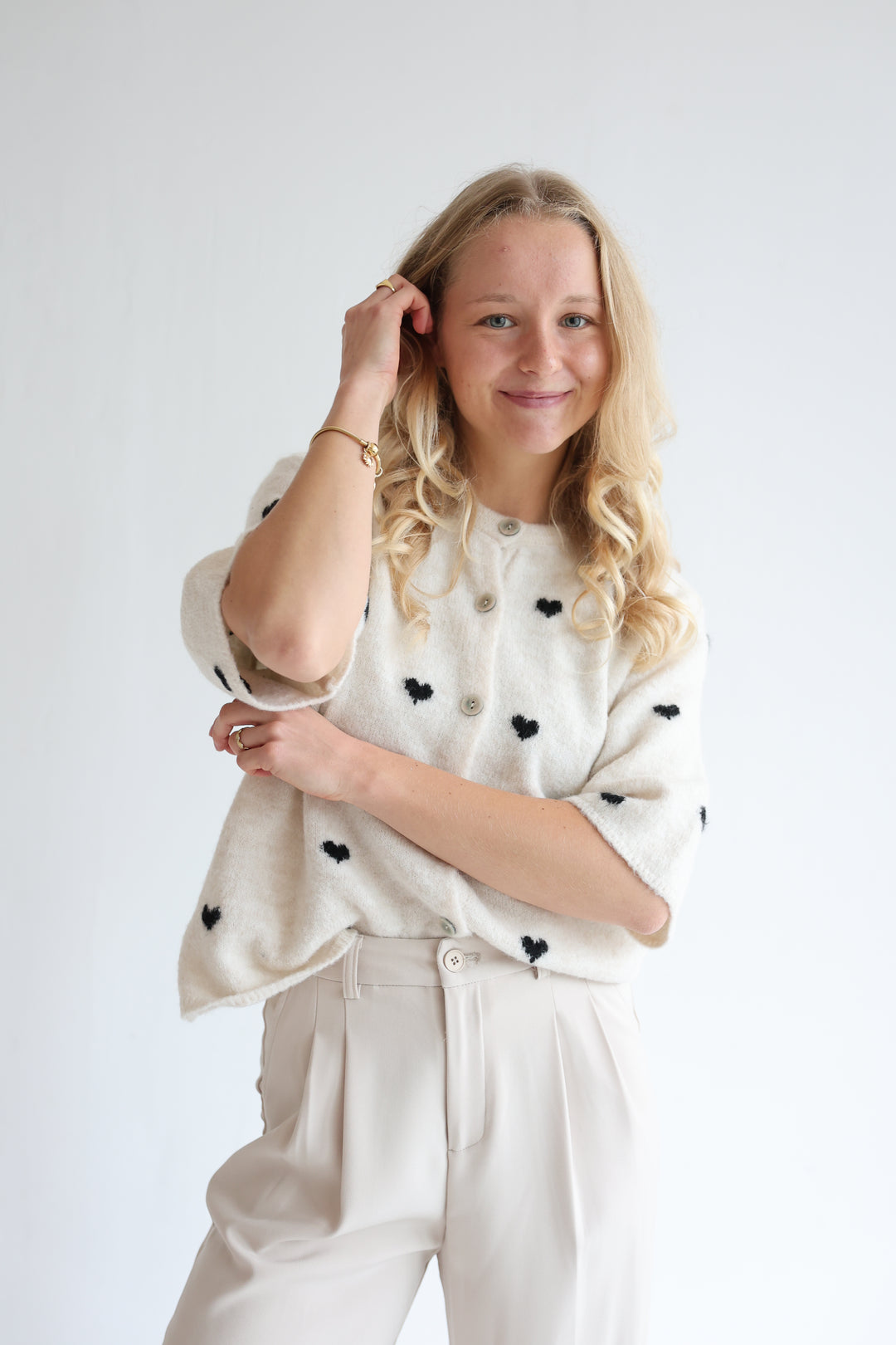 Kurzarm Cardigan Jolina mit Herzprint