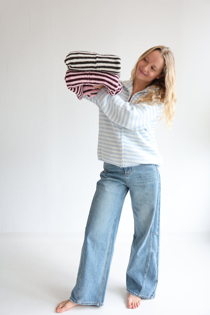 Striped Zip Cardigan