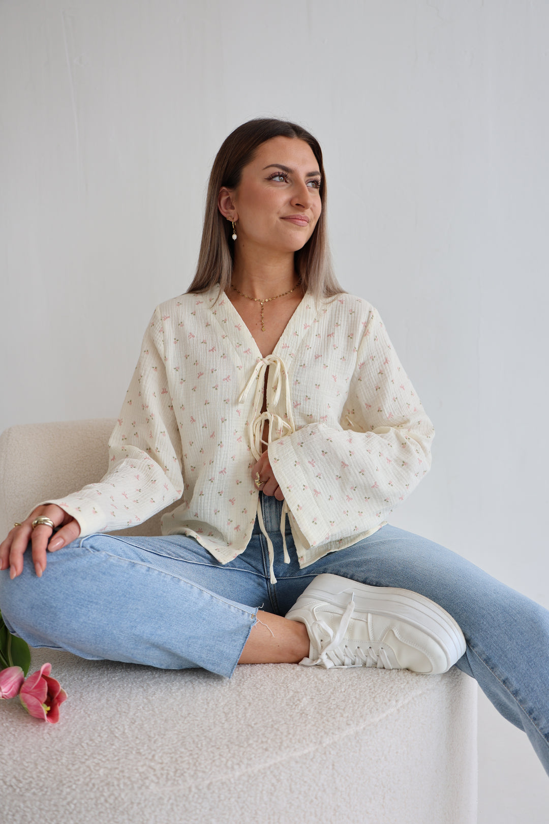 Musselinbluse zum Binden Rosebow