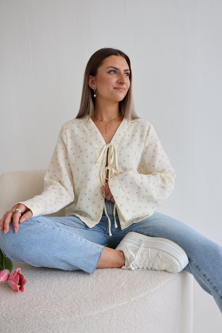 Musselinbluse zum Binden Rosebow