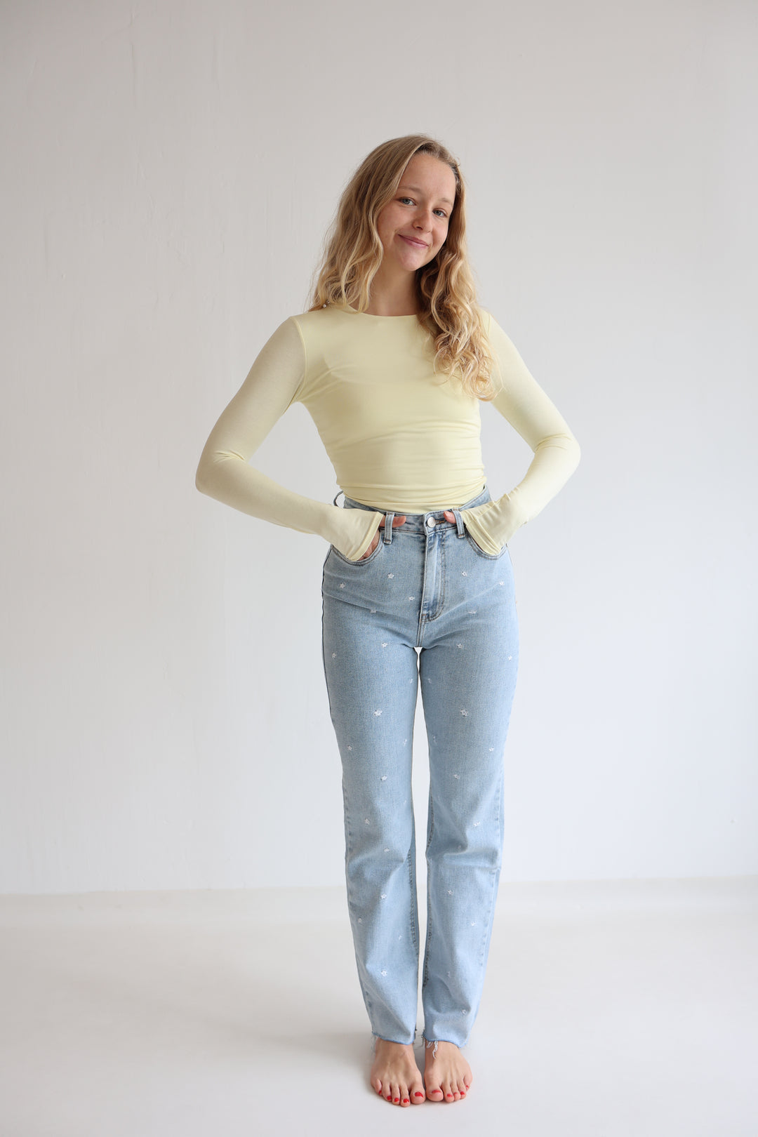 Fine Floral Straight Fit Jeans