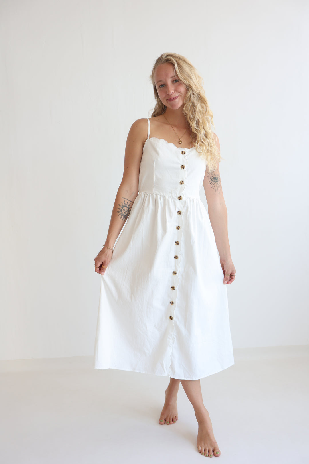 Riviera White Midi Dress