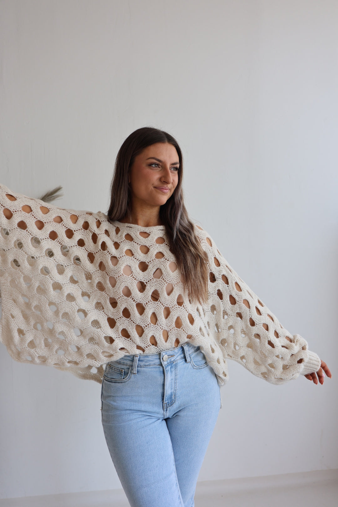 Grober Lochstrickpullover Cassy