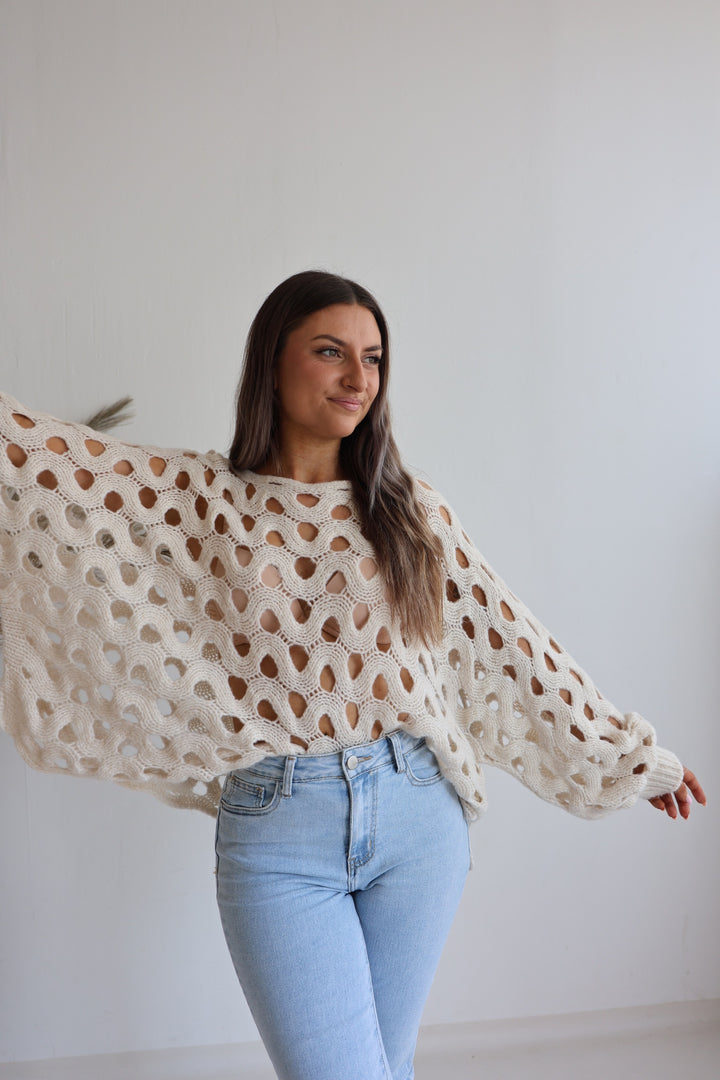 Grober Lochstrickpullover Cassy