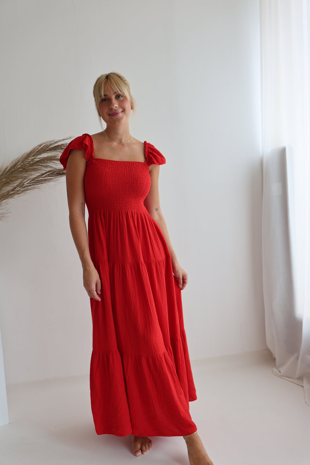Langes Kleid mit Raffung Livia