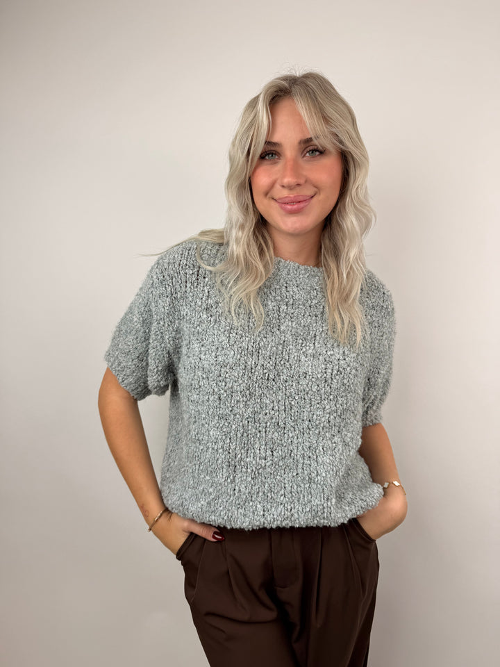 Kurzarmpullover Fluffy Boucle
