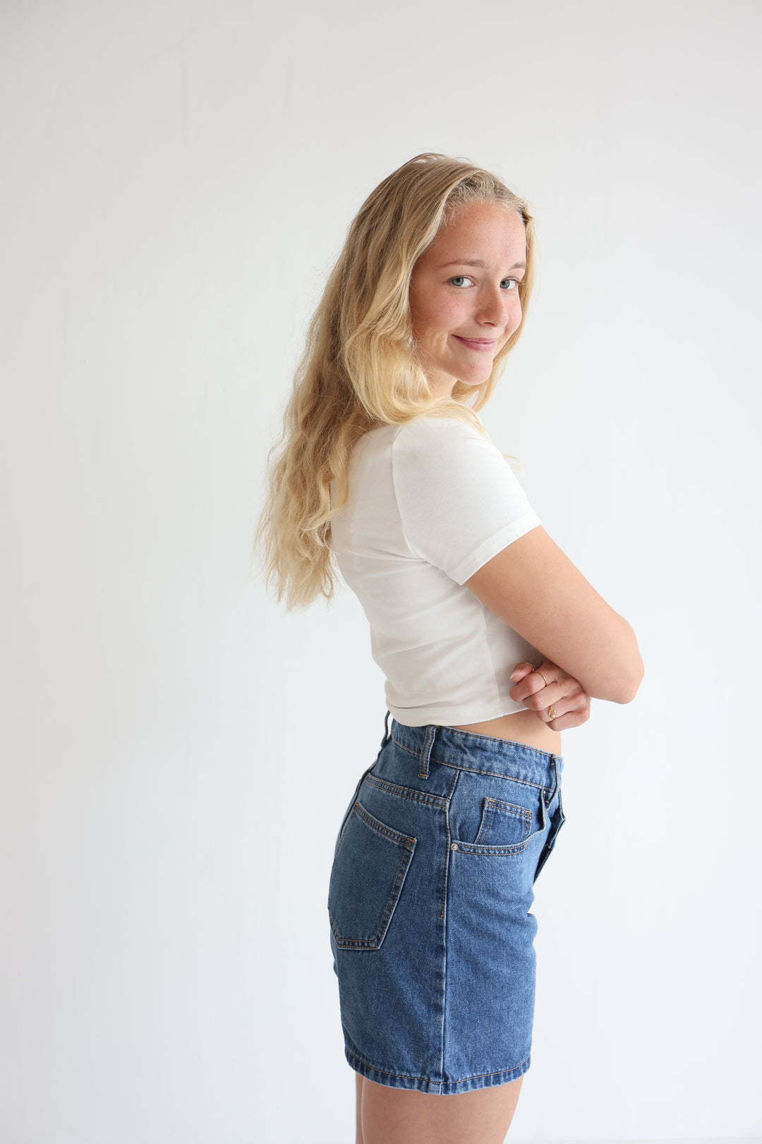 Asymmetric Denim Shorts