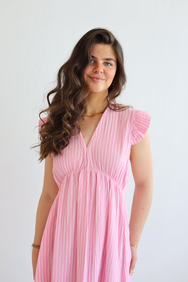 Langes Musselinkleid Summer Striped