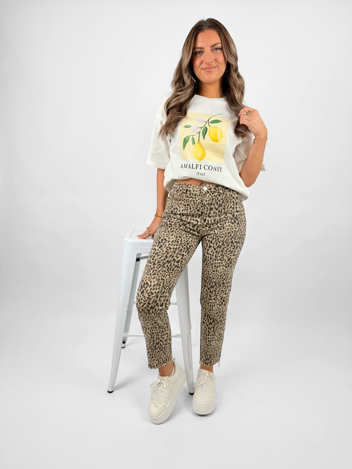 Mom Jeans mit Leoprint (3102)