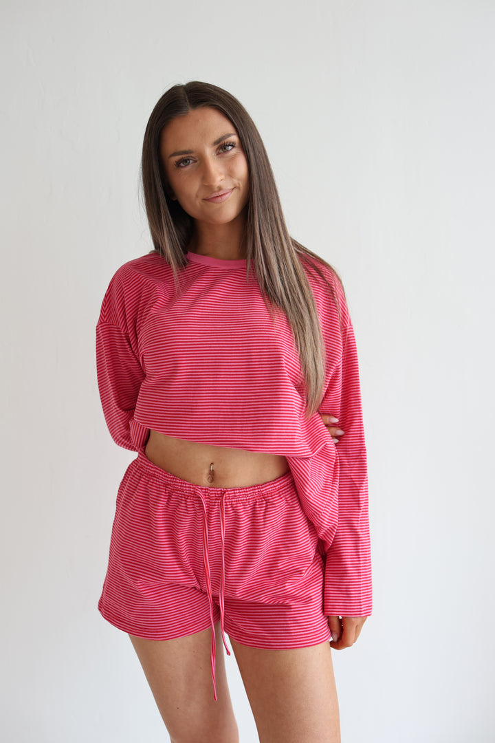 Striped Longsleeve Cherry Pink