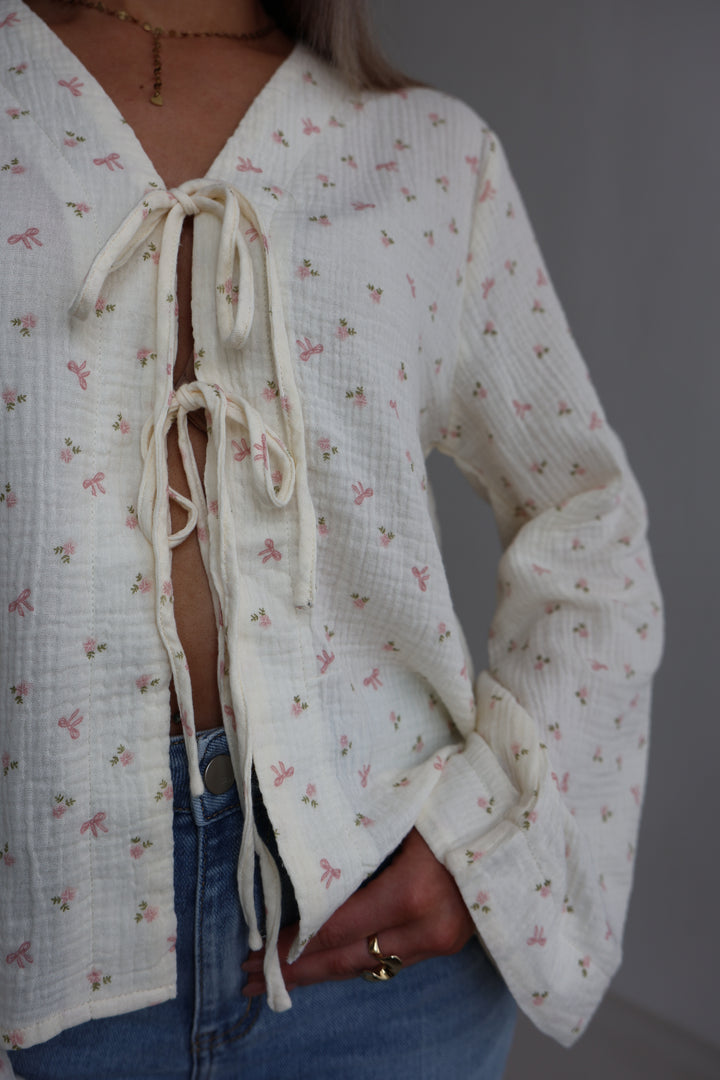 Musselinbluse zum Binden Rosebow