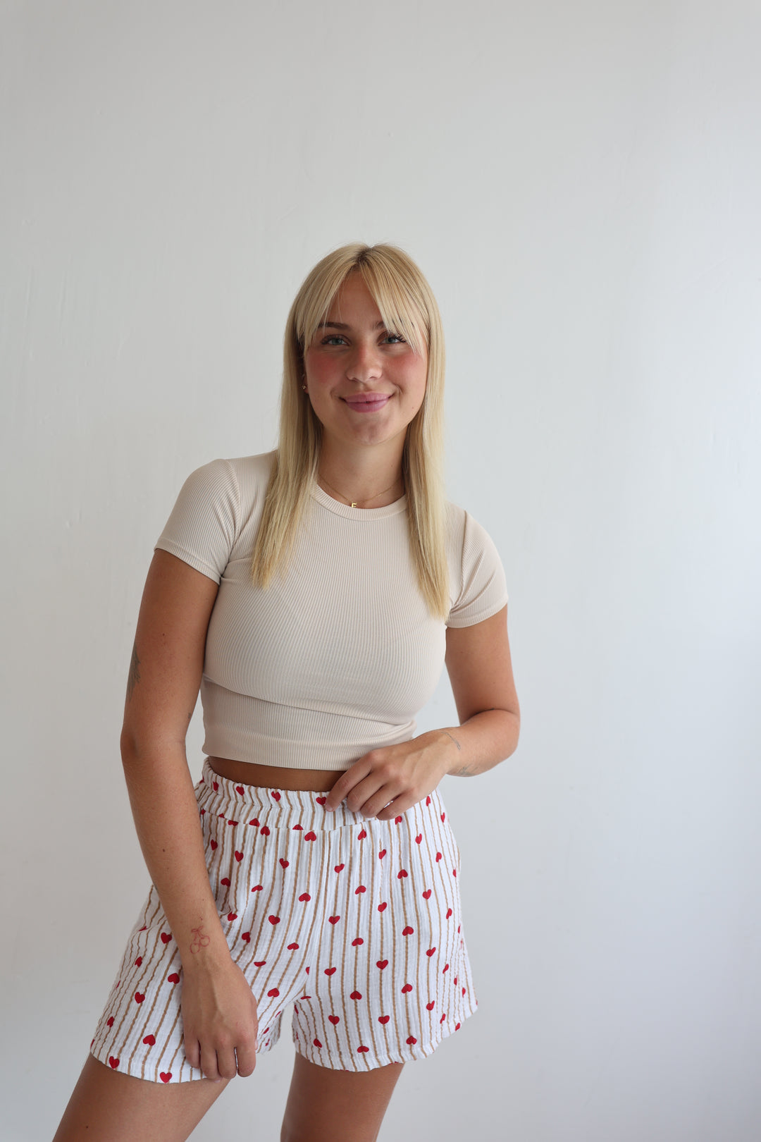 Shorts aus Musselin Rouge Hearts