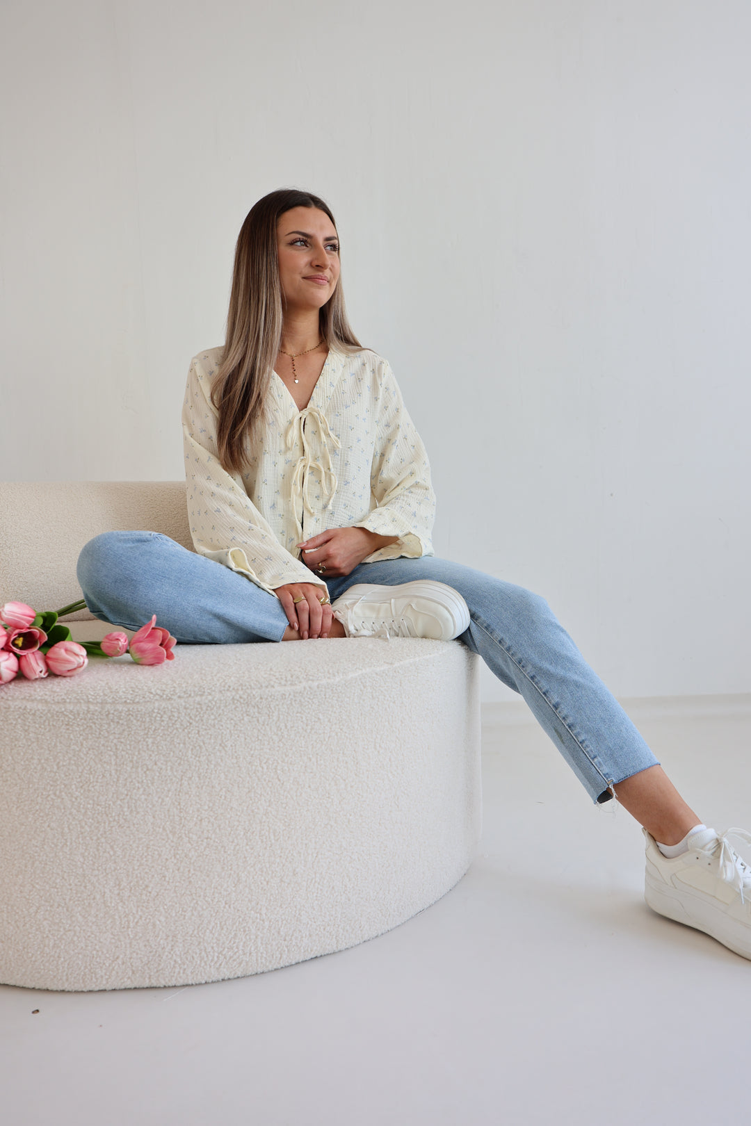 Musselinbluse zum Binden Rosebow