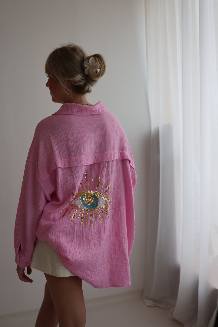 Oversize Blusenhemd aus Musselin Golden Eye