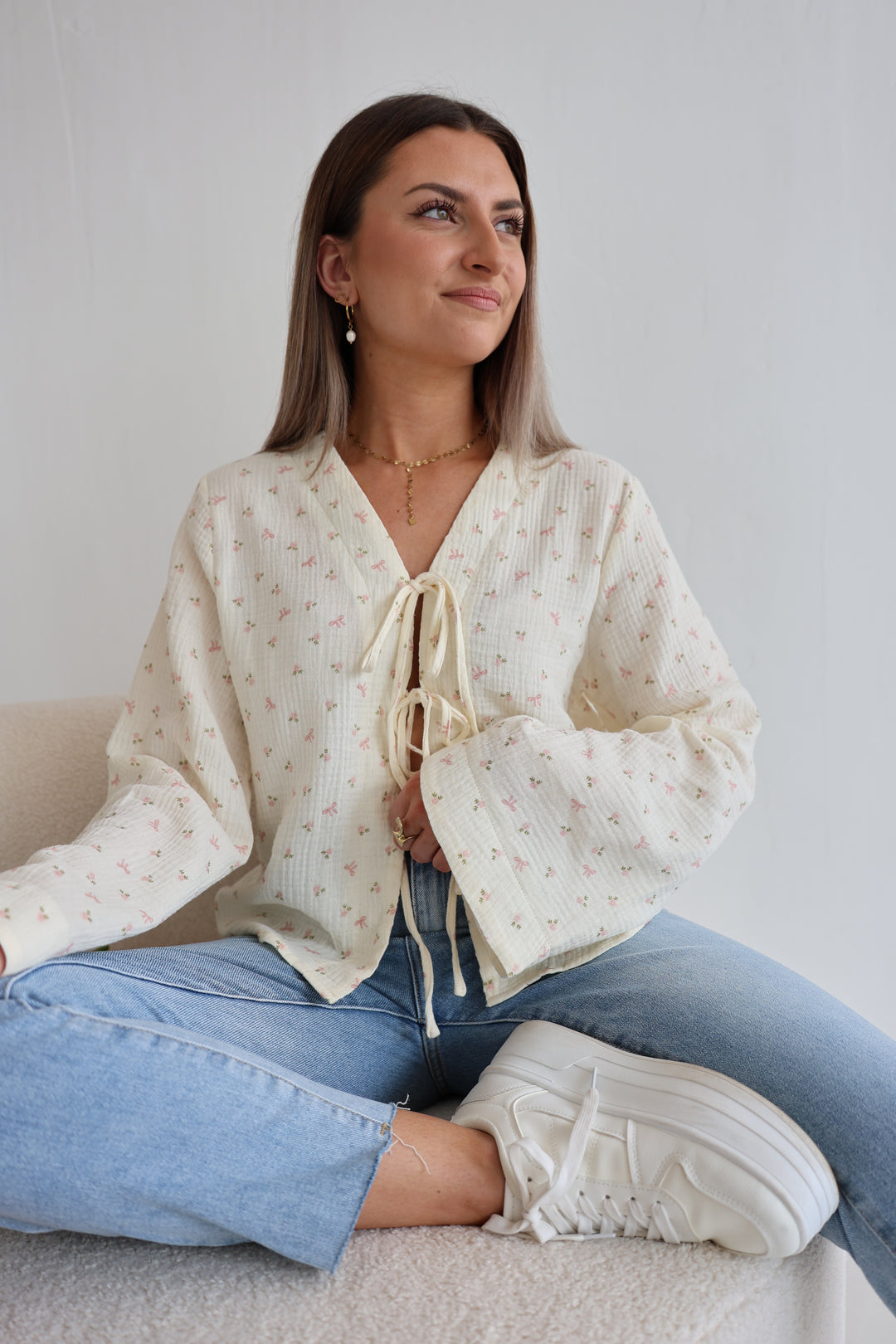 Musselinbluse zum Binden Rosebow
