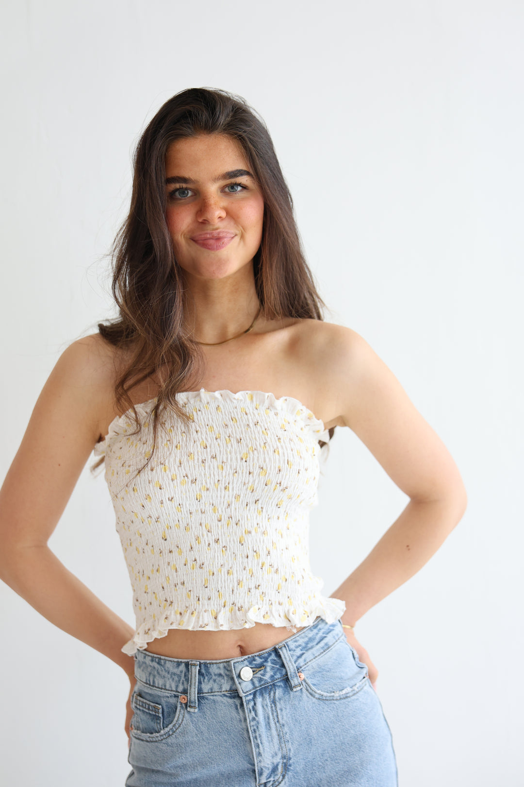 Rosy Ruffle Tube Top