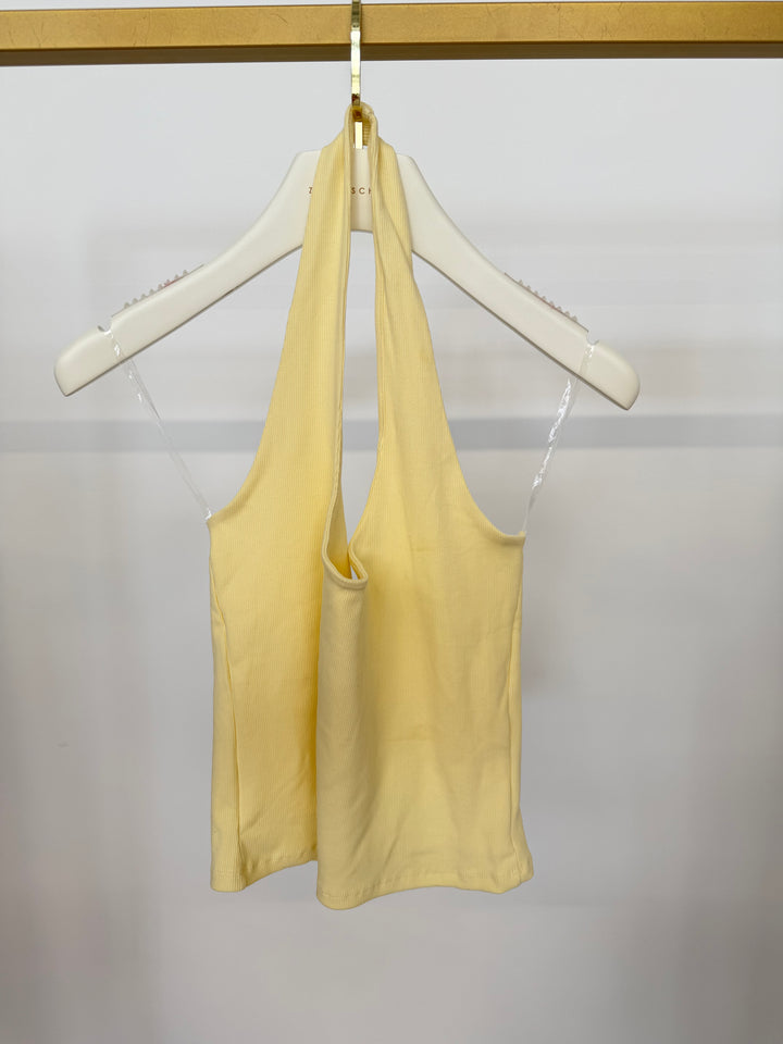SLIM FIT NECKHOLDER TOP BUTTERLEMON GR.M/L (B-WARE)