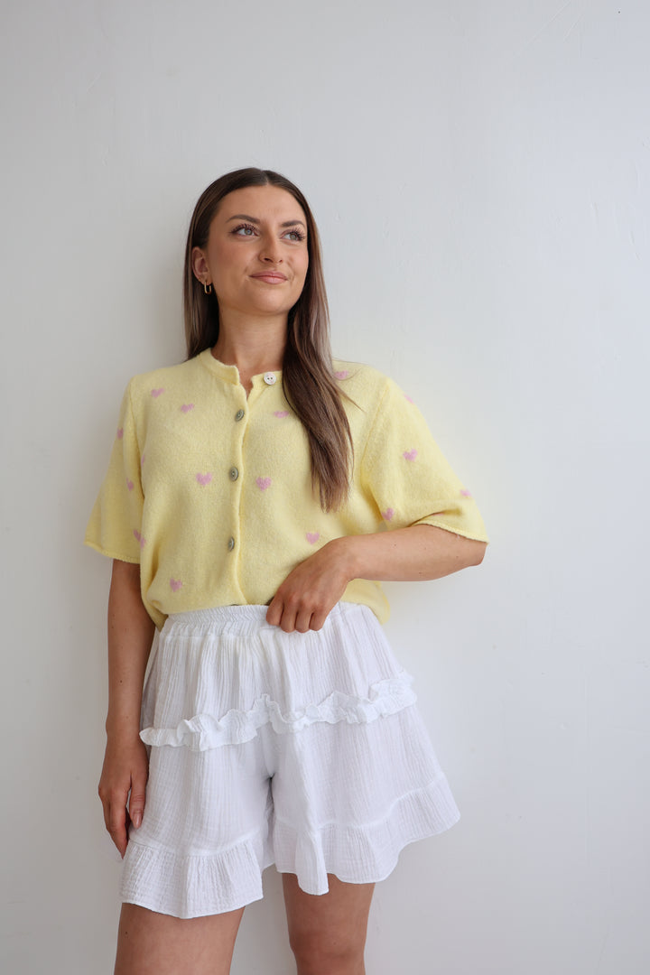 Kurzarm Cardigan Jolina mit Herzprint