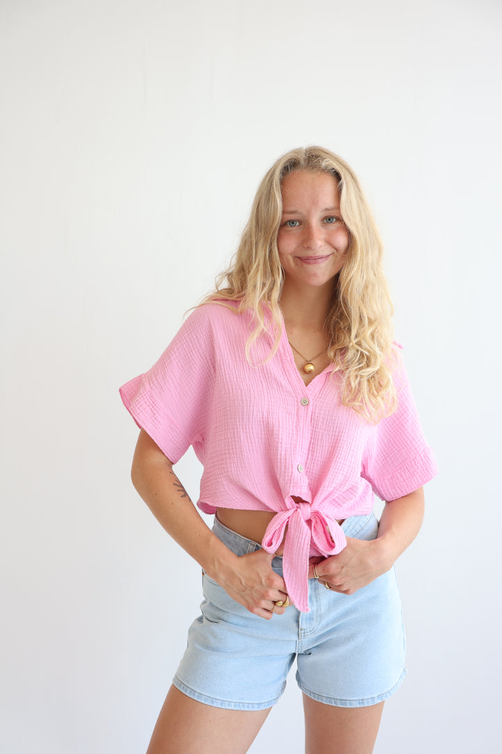 Knot Front Musselin Shirt