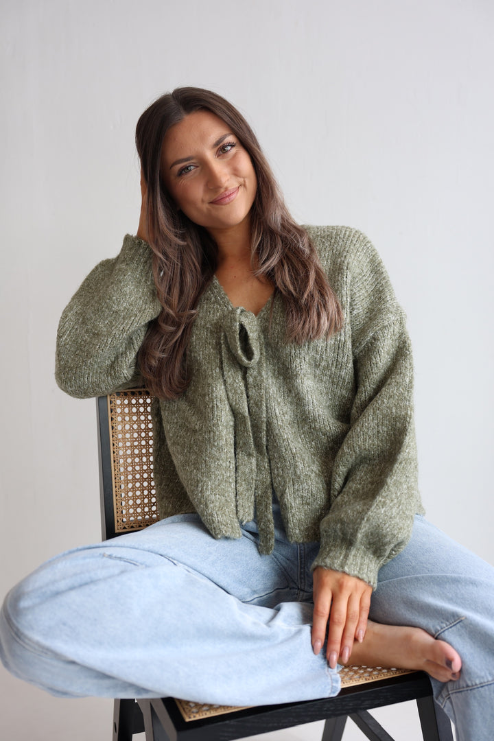 Knit Bow Cardigan Lanea