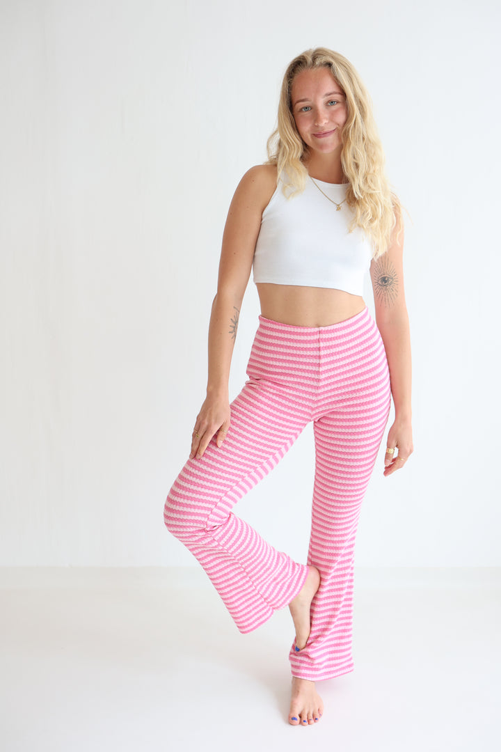 Striped Knit Flared Pants
