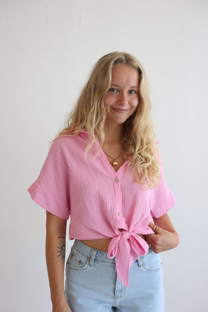 Knot Front Musselin Shirt