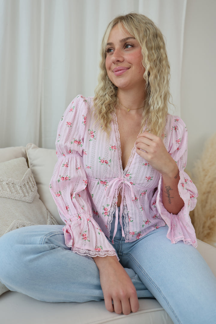 Schößchenbluse zum Schnüren Cute Roses