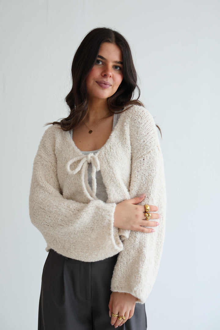 Teddy Knot Cardigan Fluffy Tie