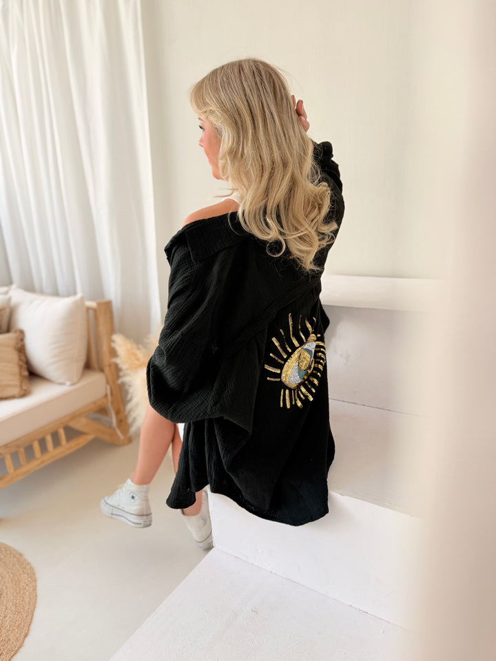 Oversize Blusenhemd aus Musselin Golden Eye