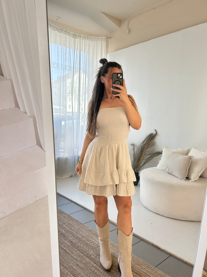 Trägerloses Kleid aus Musselin Moana