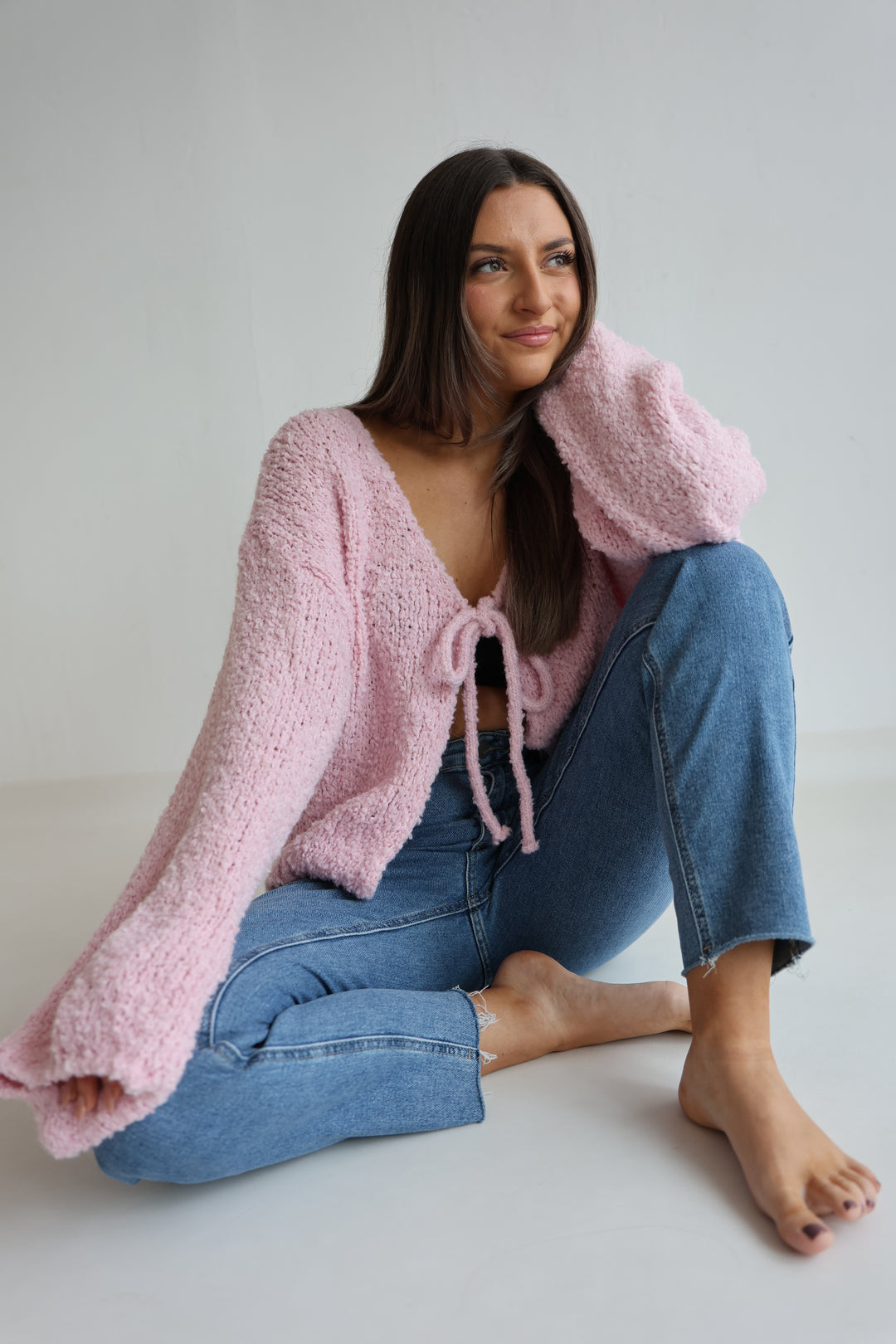 Teddy Knot Cardigan Fluffy Tie