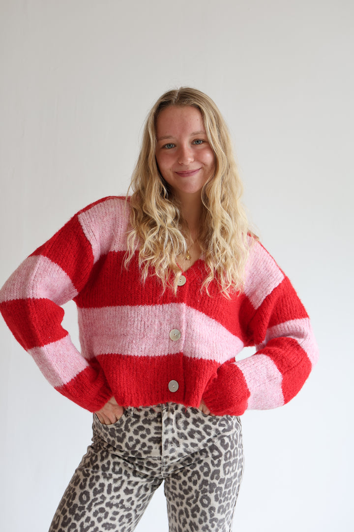 Striped V-Neck Cardigan