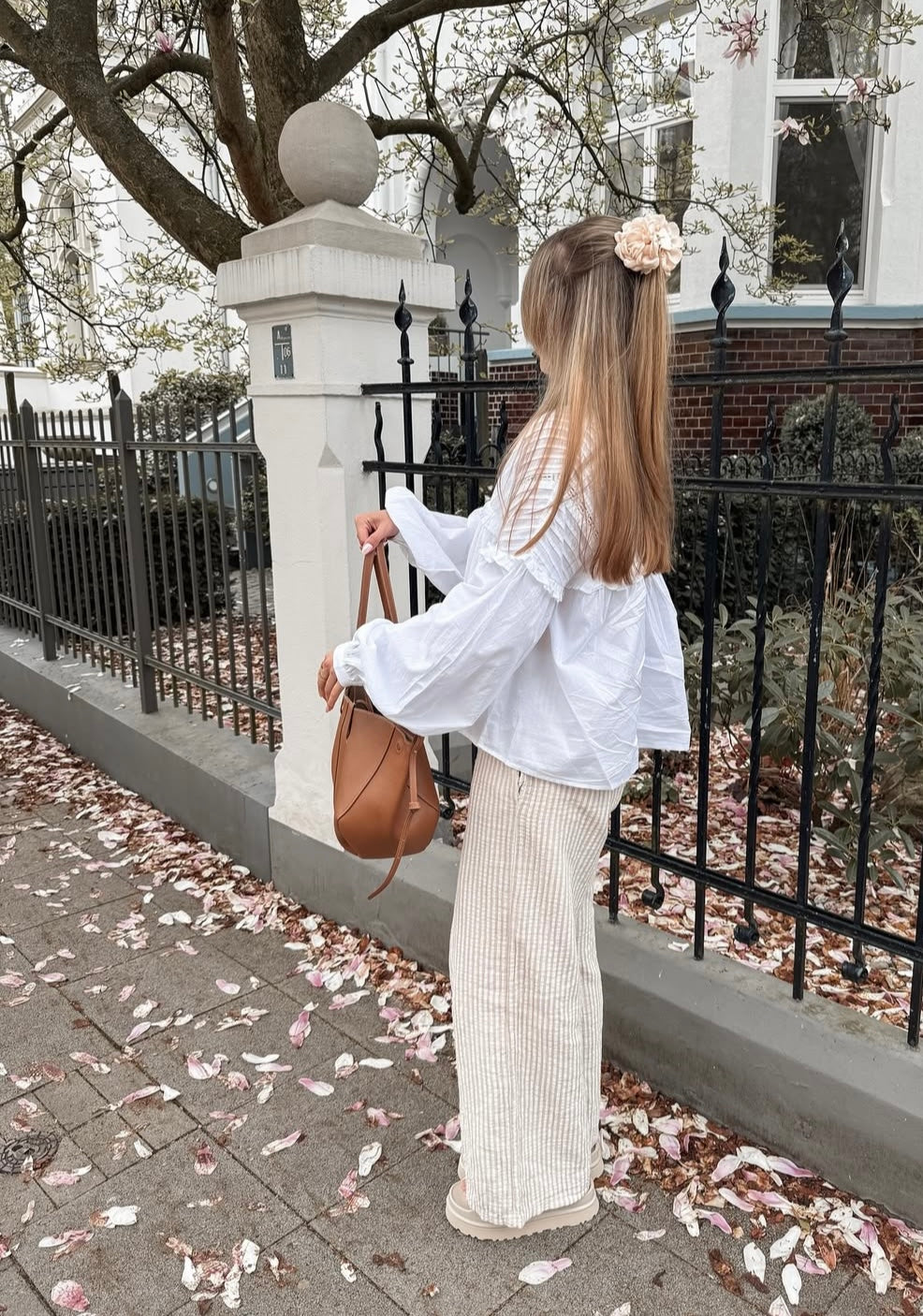Lange Musselinhose mit Streifen Little Lines