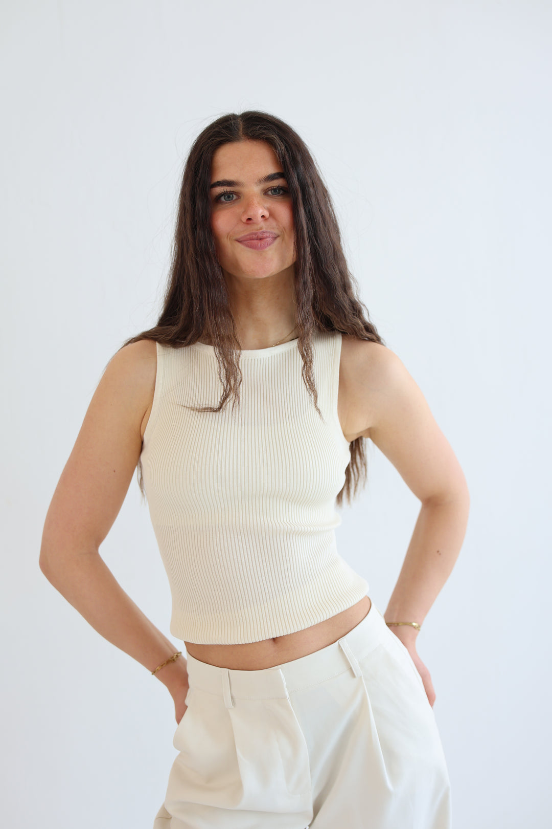 Stretch Ribbed Basic Top