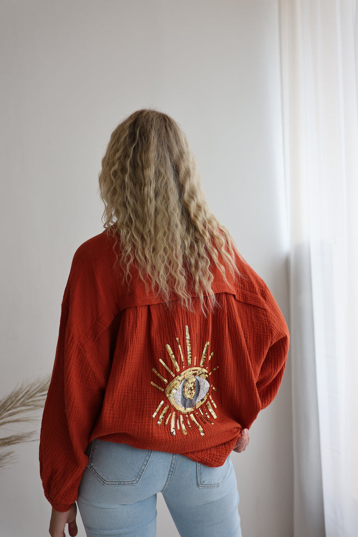Oversize Blusenhemd aus Musselin Golden Eye