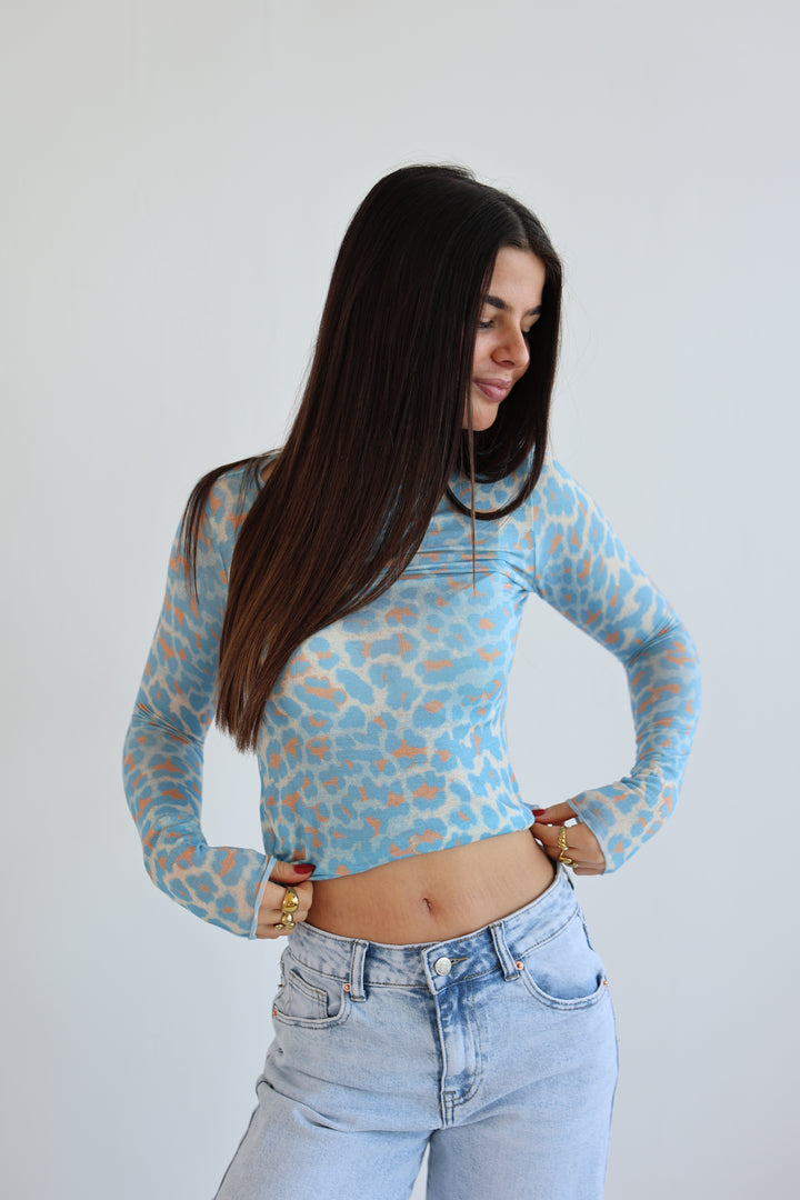 Cashmere Longsleeve mit Leoprint