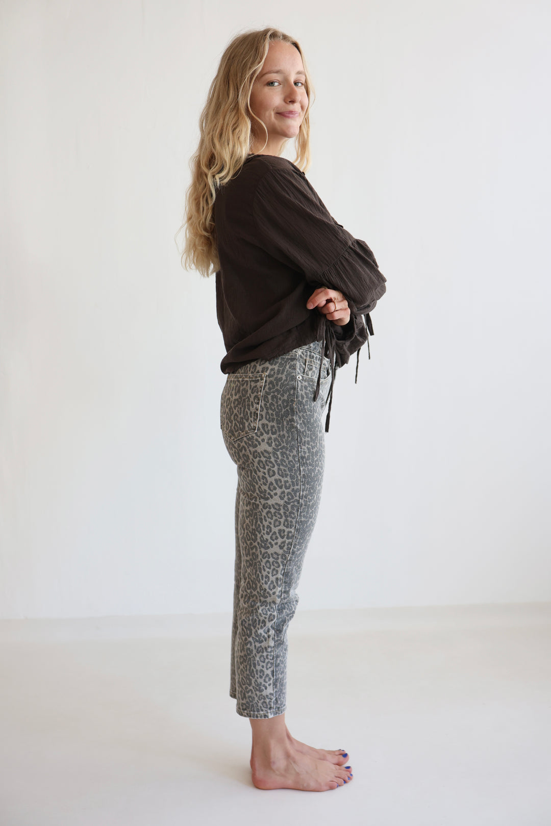 Leopard Denim Mom Jeans