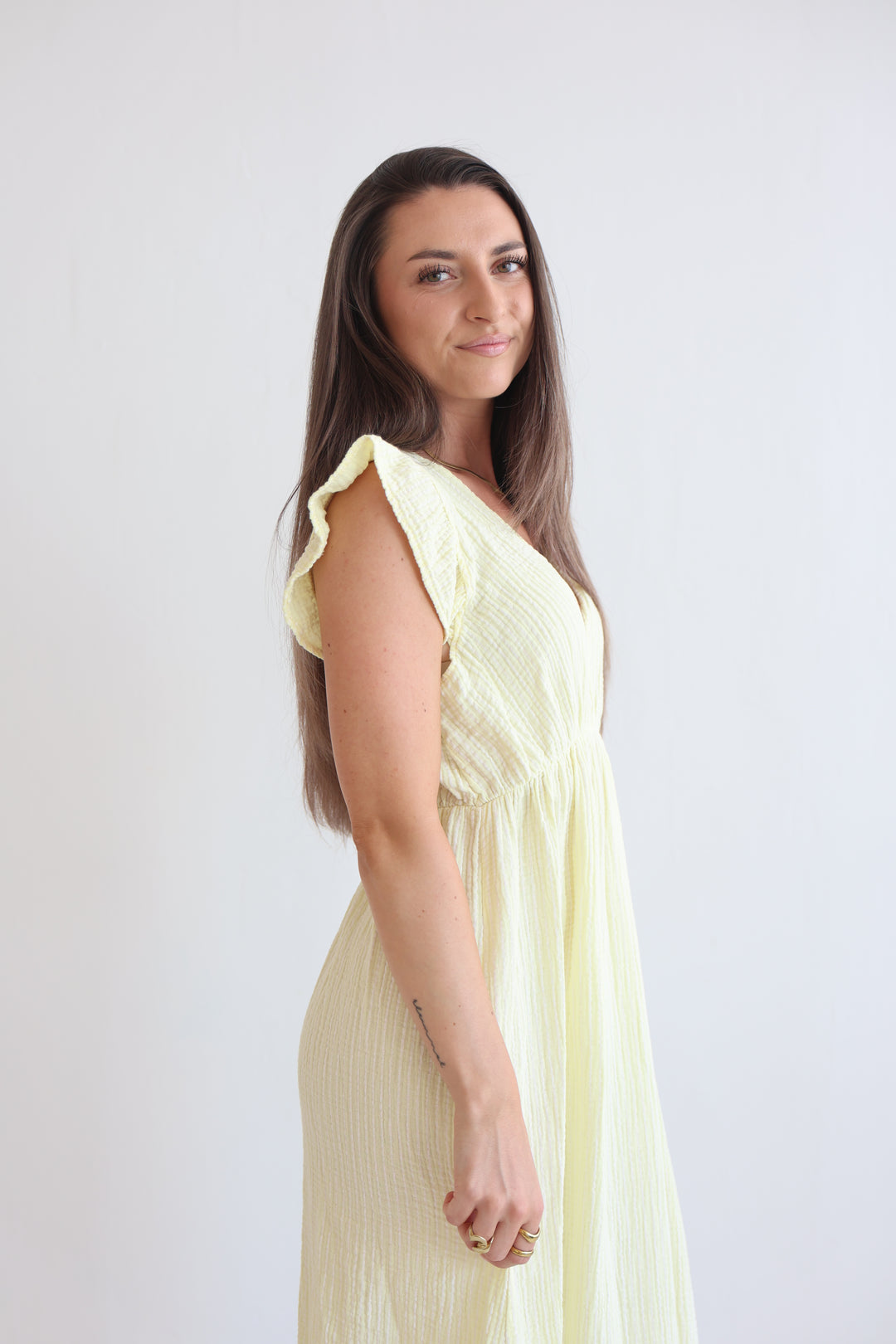 Langes Musselinkleid Casual Stripes