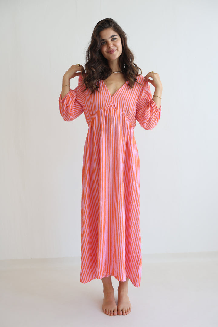 3/4 Arm Musselinkleid Summer Striped