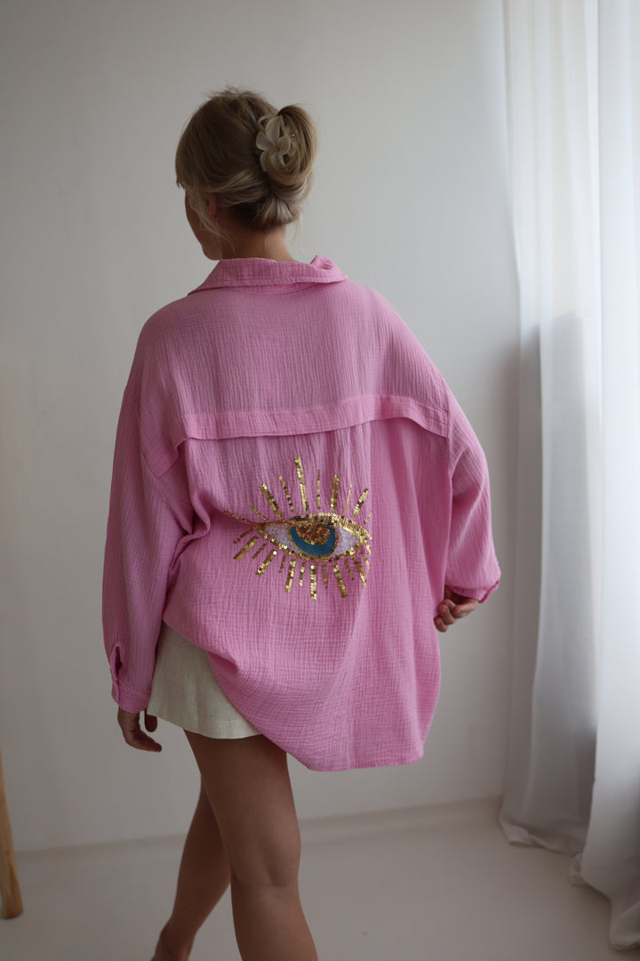 Oversize Blusenhemd aus Musselin Golden Eye