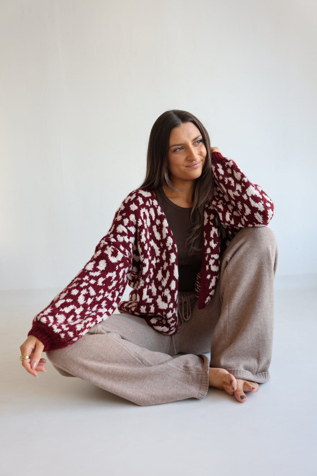 Offener Cardigan mit Leoprint